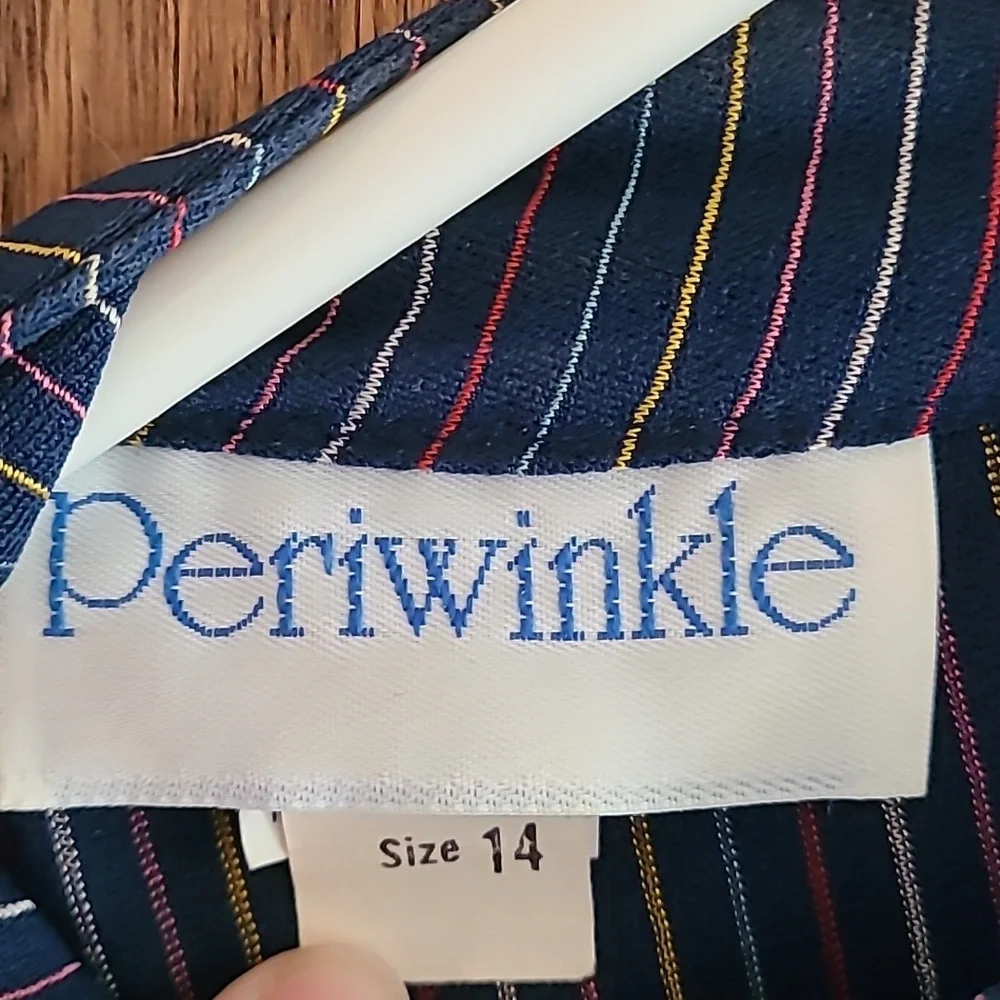 Misses vintage Periwinkle Size 14 belted dress - Picture 5 of 6